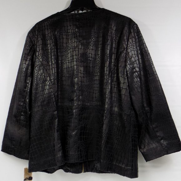 JM Collection Faux Leather Snakeskin Embellished Jacket Size XL NWT - Picture 6 of 8